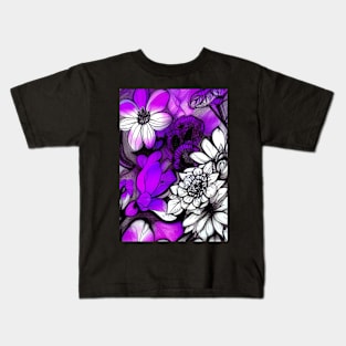 EYECATCHING STUNNING PINK AND BLACK FLORAL PRINT Kids T-Shirt